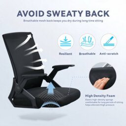 Alivio Ergonomic Mesh Office Chair With 90 Degree Flip-Up Armrests (Black) - thumbnail 5