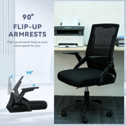 Alivio Ergonomic Mesh Office Chair With 90 Degree Flip-Up Armrests (Black) - thumbnail 6