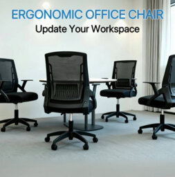 Alivio Ergonomic Mesh Office Chair With 90 Degree Flip-Up Armrests (Black) - thumbnail 2
