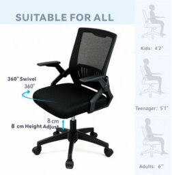 Alivio Ergonomic Mesh Office Chair With 90 Degree Flip-Up Armrests (Black) - thumbnail 3