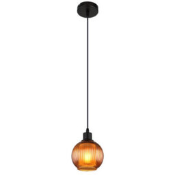 Luminosa Lighting Luminosa Zumba Dome Pendant Ceiling Light Matt Black Ball Bronze Glass Shade 1X E27