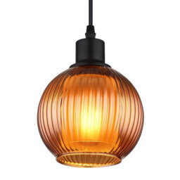 Luminosa Lighting Luminosa Zumba Dome Pendant Ceiling Light Matt Black Ball Bronze Glass Shade 1X E27 - thumbnail 3