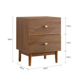 Sobuy Fbt170-N, Vintage Bedside Table With 2 Drawers Wooden Side Table With Rubber Wood Legs,brown,w45Xd40Xh58.2 - thumbnail 3