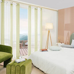 Deconovo Yarn-Dyed Voile Curtains Semi Transparent Net Curtains Sheer Curtains, 55 X 90 Inch Light Yellow Green 2 Panels - thumbnail 2