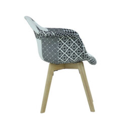 Life Interiors Single Black/white Patchwork Fabric Dining Chair With Wooden Legs, Modern Accent Chair - thumbnail 3
