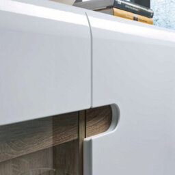 Wyld Haus Foxwhisk 3-Door Glazed Sideboard, White Gloss With Truffle Oak, 1640mm W - thumbnail 4