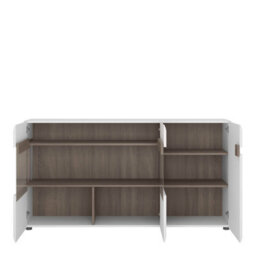 Wyld Haus Foxwhisk 3-Door Glazed Sideboard, White Gloss With Truffle Oak, 1640mm W - thumbnail 3
