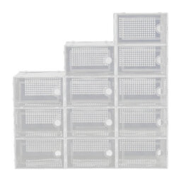 Living And Home 12Pcs White Adjustable Stackable Plastic Shoe Storage Box Organiser 33Cm W X 23Cm D X 14Cm H - thumbnail 3