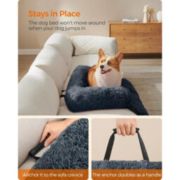 Songmics Comfortable Dog Sofa Bed, Pet Couch Cover, Calming Lounger For Medium Size Dogs, Dark Grey - thumbnail 5