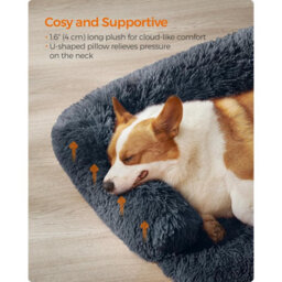 Songmics Comfortable Dog Sofa Bed, Pet Couch Cover, Calming Lounger For Medium Size Dogs, Dark Grey - thumbnail 4