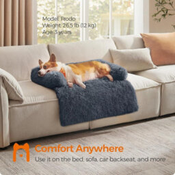 Songmics Comfortable Dog Sofa Bed, Pet Couch Cover, Calming Lounger For Medium Size Dogs, Dark Grey - thumbnail 1