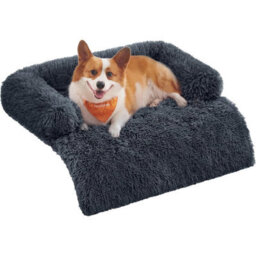 Songmics Comfortable Dog Sofa Bed, Pet Couch Cover, Calming Lounger For Medium Size Dogs, Dark Grey - thumbnail 7
