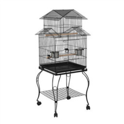 Yaheetech Black Triple Roof Rolling Bird Cage Metal Parrot Cage With Detachable Stand - thumbnail 2