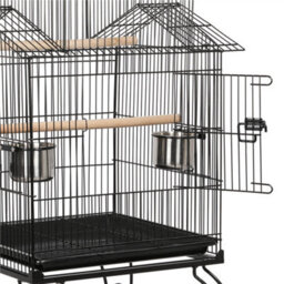 Yaheetech Black Triple Roof Rolling Bird Cage Metal Parrot Cage With Detachable Stand - thumbnail 9