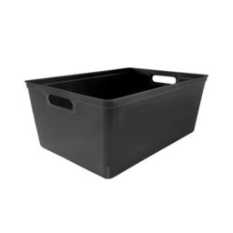 Simpa 6Pc 4L Black Plastic Storage Basket Studio Organiser Trays With Handles - thumbnail 2