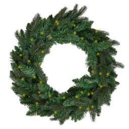 Dibor Traditional Melrose Pre-Lit Front Door Wreath Christmas Wreath 60Cm - thumbnail 2