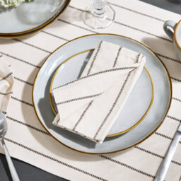 Dibor Vintage Style Large Brown Stripe Cotton Table Runner 180Cm - thumbnail 2