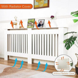 Fativo Horizontal Radiator Cover Grill Shelf Cabinet Mdf Wood Modern Traditional Furniture (19D X 172W X 92.2H Cm) - thumbnail 3