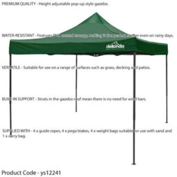 Loops Durable 3X3M Green Pop-Up Gazebo With Waterproof Side Walls For Outdoor Events - thumbnail 3