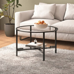 Berkfield Modern Tea Table Black And Transparent 70 Cm Tempered Glass - thumbnail 2