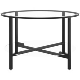 Berkfield Modern Tea Table Black And Transparent 70 Cm Tempered Glass - thumbnail 3
