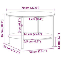 Berkfield Modern Tea Table Black And Transparent 70 Cm Tempered Glass - thumbnail 6
