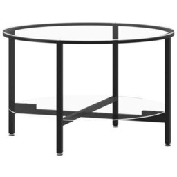 Berkfield Modern Tea Table Black And Transparent 70 Cm Tempered Glass - thumbnail 1