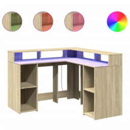 Walplus Desk With Led Lights Sonoma Oak 130X130X91 Cm Engineered Wood - thumbnail 2
