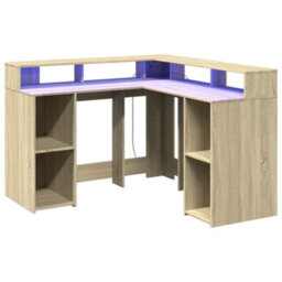 Walplus Desk With Led Lights Sonoma Oak 130X130X91 Cm Engineered Wood - thumbnail 3