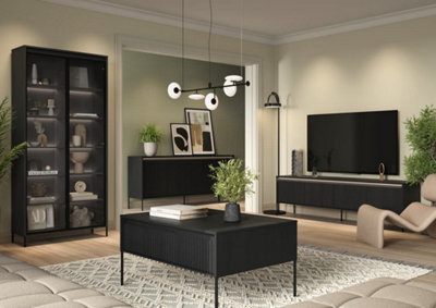 Arte Trend 05 Tv Cabinet In Oak Artisan - Ripple Front Design With Push-To-Open Doors & Cable Management - W1670mm X H560mm X D400mm - image 1