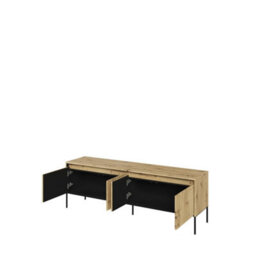 Arte Trend 05 Tv Cabinet In Oak Artisan - Ripple Front Design With Push-To-Open Doors & Cable Management - W1670mm X H560mm X D400mm - thumbnail 2