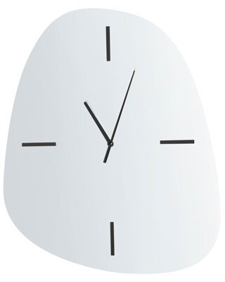Wyld And Coco Mirrored Glass Wall Clock Silver Black 54 X 45 Cm, Asymmetrical Contemporary Design - image 1