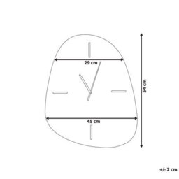 Wyld And Coco Mirrored Glass Wall Clock Silver Black 54 X 45 Cm, Asymmetrical Contemporary Design - thumbnail 4