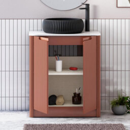 Royal Bathrooms Avenza 800mm Terracotta Clay Floor Standing Bathroom Vanity Unit 2 Door With Milan Black Basin - thumbnail 5