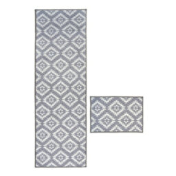 Melrose Deco Mat Grey Aztec Runner Rug & Matching Floor Mat 57/150Cm & 57/40Cm - thumbnail 6