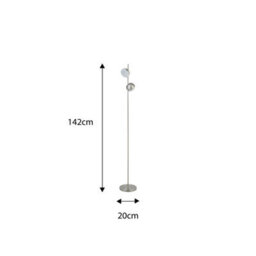 Lighting Collection Tully Floor Lamp Satin Silver Metal And Frosted Shade - thumbnail 6