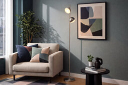 Lighting Collection Tully Floor Lamp Satin Silver Metal And Frosted Shade