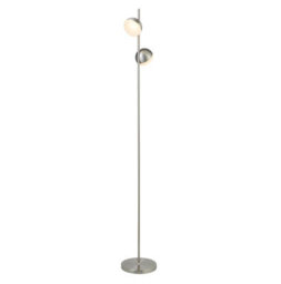 Lighting Collection Tully Floor Lamp Satin Silver Metal And Frosted Shade - thumbnail 3