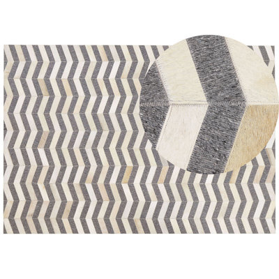 Beliani Rug Baggoze Dark Grey 160 X 230 Cm Leather - image 1