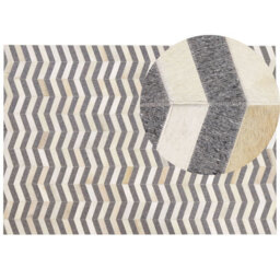 Beliani Rug Baggoze Dark Grey 160 X 230 Cm Leather