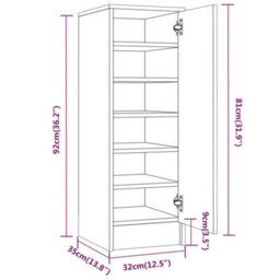 Vidaxl Shoe Cabinet Grey Sonoma 32X35X92 Cm Engineered Wood - thumbnail 9