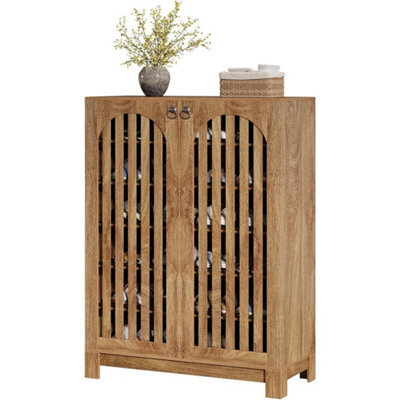 Wooden Shoe Cabinet With Airy Doors, 6-Tier Entryway Shoe Storage Rack Organizer - image 1