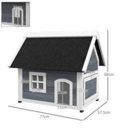 Pawhut Outdoor Feral Cat House With Openable Asphalt Roof - Grey - thumbnail 3