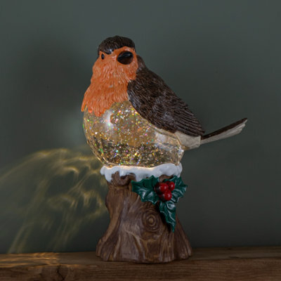 Samuel Alexander 26Cm Battery Operated Light Up Christmas Robin Water Spinner With Warm White Leds - image 1