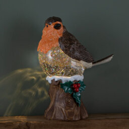 Samuel Alexander 26Cm Battery Operated Light Up Christmas Robin Water Spinner With Warm White Leds - thumbnail 1