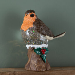 Samuel Alexander 26Cm Battery Operated Light Up Christmas Robin Water Spinner With Warm White Leds - thumbnail 3