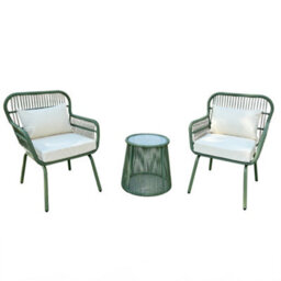 Carbini Patio Bistro Set - 2 Chairs And Side Table - Green - thumbnail 1