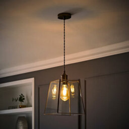 Valuelights Susie Glass Lantern Brushed Brass Single Ceiling Pendant Light With Led Bulb - thumbnail 2