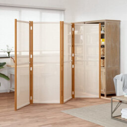 Berkfield Durable 4-Panel Room Divider Cream White 280X180 Cm - thumbnail 2