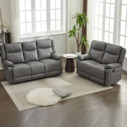 Manual Recliners Sofa, Recliner Couches Set, 2 Seater + 3 Seater - Grey - thumbnail 4